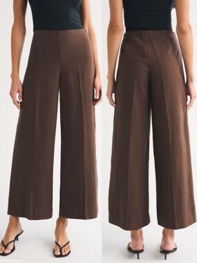 NWT Abercrombie & Fitch Linen High Rise Cropped Wide Leg Pant
